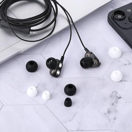 Extra Small Earbuds Tips Replacement Earbud Tip Soft Silicone Earbuds for in-Ear Headphones Extra Small Ear Tips for in Ear Earbuds(16pcs,Black,White)