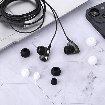 Extra Small Earbuds Tips Replacement Earbud Tip Soft Silicone Earbuds for in-Ear Headphones Extra Small Ear Tips for in Ear Earbuds(16pcs,Black,White)