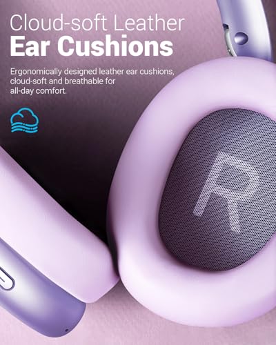 Wentronic Y01 Wireless Noise Canceling Headphones Bluetooth 5.3 Over Ear Headphones with Microphone, Hi-Res Audio, 48H Playtime, Foldable Comfortable Earpads,Compatible with iOS,Android,PC, Purple - color: Purple