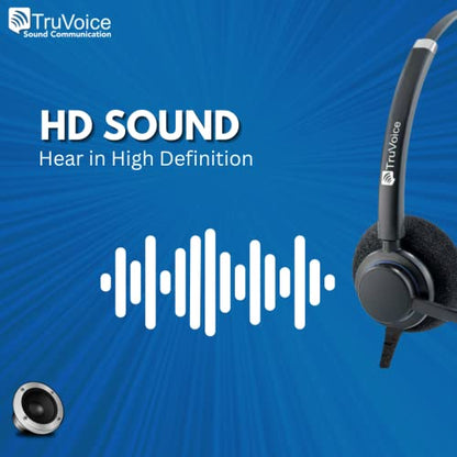 TruVoice HD-150 Office and Call Center Wired QD Headset with Noise Canceling Microphone and HD Speakers - Compatible with Mitel, Nortel, Avaya, Poly, Polycom, Shoretel, Digium, ESI, Fanvil Desk Phone