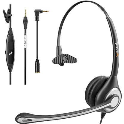 Wantek Cell Phone Headset with Microphone Noise Cancelling for Laptops, PC,3.5mm Jack,Volume Control,Wired Computer Headsets for Zoom Skype,for Office,Business, Call Center, Clear Chat - style: 600-3.5mm