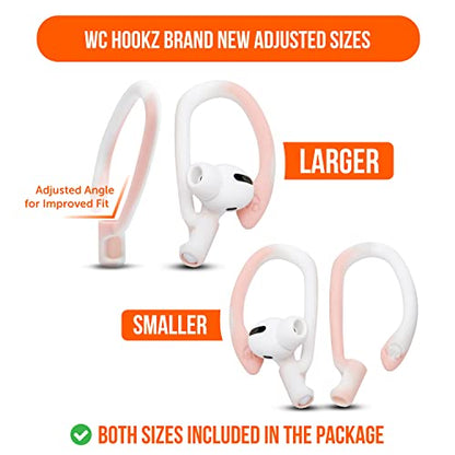 WC HookZ - Patented Upgraded Over Ear Hooks for AirPods Pro 1, 2 & AirPods 1, 2 & 3- Two Size Pairs Included in Package, Unique Left & Right Hook, Made by Wicked Cushions | Pink Marble - color: Pink Marble