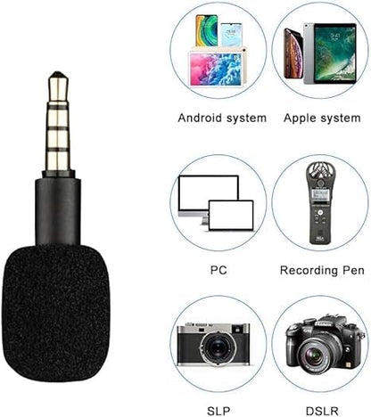 Black 4 Pole Mini Portable Microphone Jack 3.5mm Aux 4 Pole/ 3 Pole Karaoke Mic for Recorder Mobile Smart Phone Computer Laptop Multipurpose, Condenser Microphones