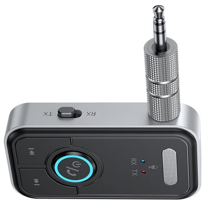 Bluetooth 5.3 Transmitter Receiver 3.5mm AUX Adapter 2 in 1 Wireless Audio Adapter for Vehicles and Home Stereos