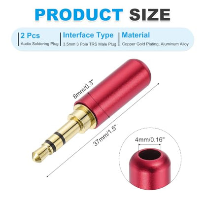 MECCANIXITY 2Pcs 3.5mm Replacement Repair Plug Jack, 3 Pole Red - color: Red