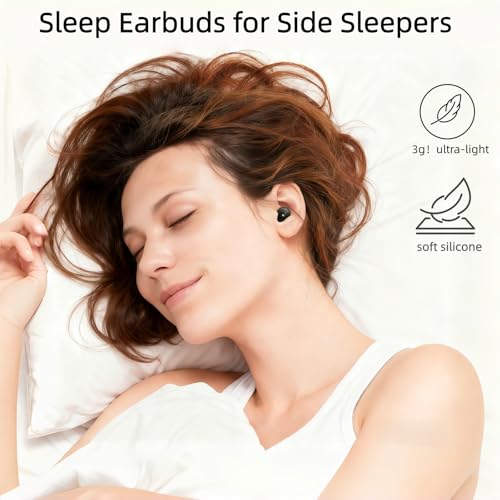 Kinglucky Sleep Earbuds for Side Sleepers,Invisible Earbuds,Sleeping Headphones Wireless Ear Buds in Ear Earphone Noise Cancelling Mini Small Ears Canal Earphones for Exercise Working Hiking
