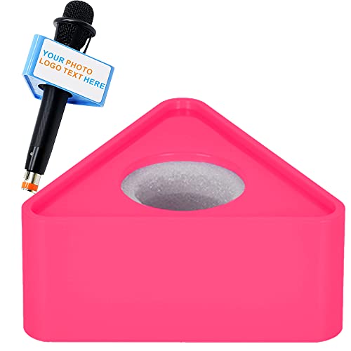 Custom Microphone Logo Live Equipment Box Cube Triangle Interview Box Karaoke mic Flags (Pink Triangle) - color: pink triangle