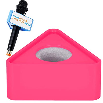 Custom Microphone Logo Live Equipment Box Cube Triangle Interview Box Karaoke mic Flags (Pink Triangle) - color: pink triangle