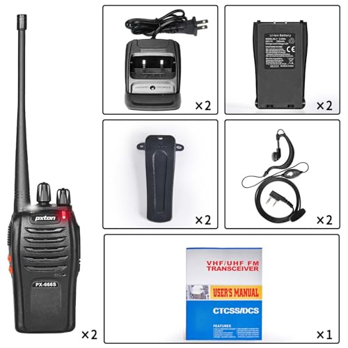 walkie talkies, 666S walkie talkies for Adults Long Range Rechargeable with Headphones and Li-ion Battery,2 Way radios has VOX/Noise Reduction/TOT/Flashlight/Monitoring/Scan Function（2 Pack） - style: 666S2-pack
