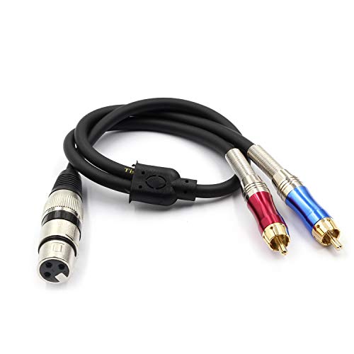Tisino XLR to RCA Y-케이블, XLR 암 - 듀얼 RCA 어댑터 Y-스플리터 복제기 리드 언밸런스 스테레오 오디오 상호 연결 케이블 -1m/1미터 | 믹서 스튜디오용 언밸런스 듀얼 RCA to XLR 오디오 어댑터, 금 도금 OFC 차폐 인터커넥트 Y-스플리터 패치 코드 - size: 3.3피트, style: XLR 암 - 듀얼 RCA