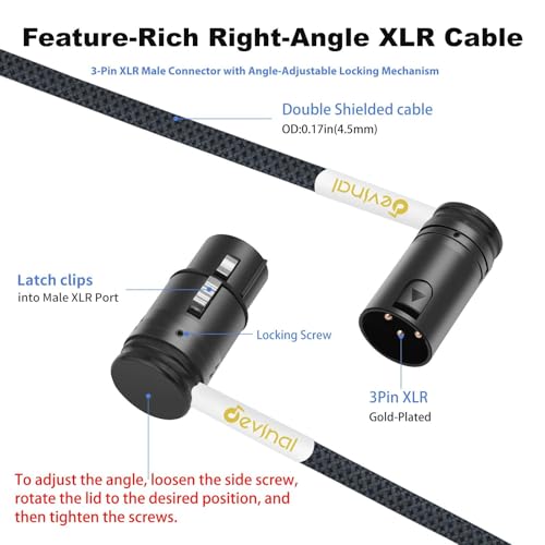 Right Angle XLR Cable, 360 Degree Rotatable Angle Female XLR to 360 Degree Rotatable Angle Male XLR Microphone Mic Cable Cord Adapter 6 FT 2 pcs - color: Angle Male to Angle Female 6FT