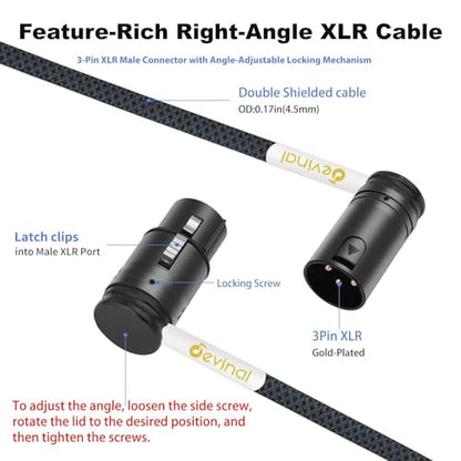 Right Angle XLR Cable, 360 Degree Rotatable Angle Female XLR to 360 Degree Rotatable Angle Male XLR Microphone Mic Cable Cord Adapter 6 FT 2 pcs - color: Angle Male to Angle Female 6FT