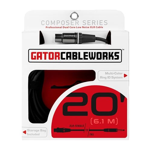 By Gator Cases Composer Series Deluxe 20 Foot XLR Female to TRS Cable, (GCWC-XLR-20FTRS) - size: 20 Feet, style: TRS/XLR Female