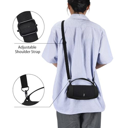 Silicone Case Cover for JBL Charge 5 Wi-Fi/Charge 5 Portable Bluetooth Speaker Protective Sleeve Skin Travel Carrying Case Replacement with Shoulder Strap Wireless Speaker Accessories(Black) - color: BLACK