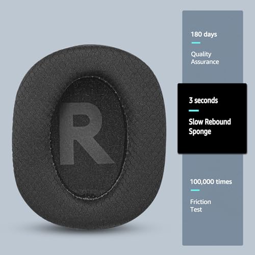 Fabric Earpads for Logitech G Pro X Headphones - Black - color: Black