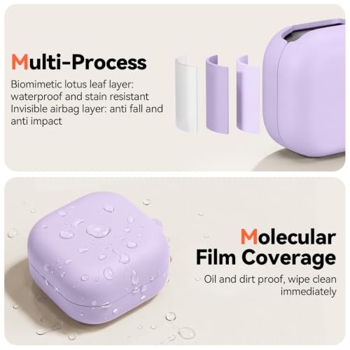 Inesore for Galaxy Buds 4 Pro & Galaxy Buds 4 Case (Purple) | Skin Friendly Silicone Material, with A Multifunctional Cleaning Pen Tool and Keychain, Scratch Resistant, Slip Resistant - color: Purple