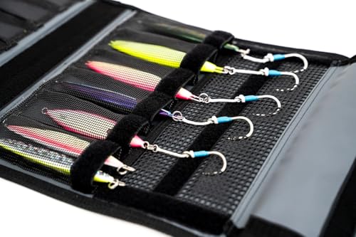 Nomad Design Jig Wallet - Fishing Lure Organizer with Hook Mesh Storage System, 12 individual mesh pockets Waterproof Jig Storage Bag with Optional Insert Sleeve - size: Wallet