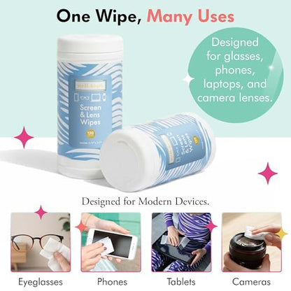 Cocoa Beach Tech & Lens Wipes Canister for Glasses & Phones, 120 Count | Pre-moistened, lint-free wipes remove smudges without streaks or scratches. Safe for lenses, phones, tablets & screens. - color: Cocoa Beach