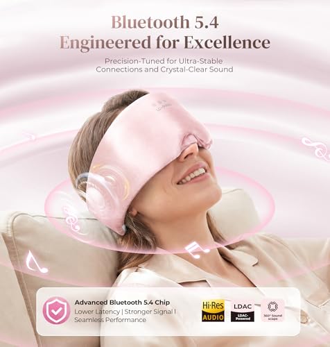 LC-dolida 3D Silk Bluetooth Sleep Mask, Mulberry Silk Sleep Mask with Bluetooth Headphones, Bluetooth Eye Sleep Mask for Side Sleepers, Total Blackout Bluetooth Eye Mask for Women Men, Pink - color: Pink