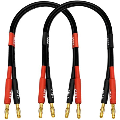 CNCESS CESS-037-1F 12 AWG Silicone Speaker Cable, Banana Plug Male to Male, Tinned Copper Wire, 1 Foot, 2-Channel - size: 1 FOOT