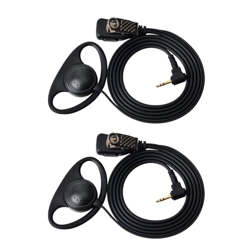 1Pin 2.5mm D-Shell Walkie Talkie Earpiece with PTT Mic (2 Packs) | for Motorola Talkabout Series T605 H2O T200 T260 T600 T800 Two-Way Radio