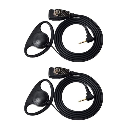 1Pin 2.5mm D-Shell Walkie Talkie Earpiece with PTT Mic (2 Packs) | for Motorola Talkabout Series T605 H2O T200 T260 T600 T800 Two-Way Radio