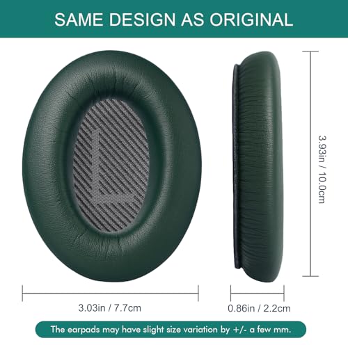 GEVO Premium Replacement Ear Pads for Bose QC35 & QC35ii Headphones - Green | Fits QuietComfort 35 & 35ii / SoundLink 1&2 AE（Over-Ear）- Soft Protein Leather · Adaptive Memory Foam and Extra Durable - color: Green