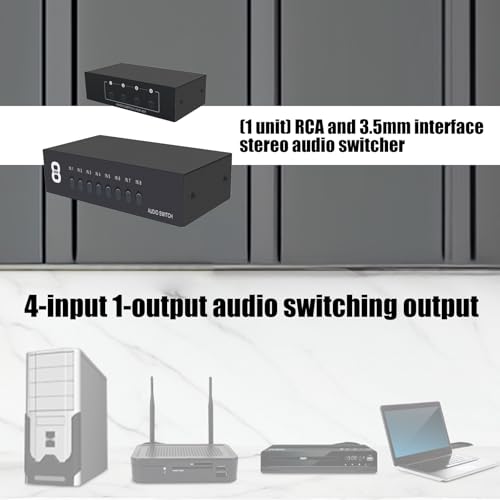 Channel Audiophiles Selectors Metal Frame Construction Lossless Sound RCAs 3.5mm Inputs Accessory Stereo Audiophiles Switcher Selectors - color: 4 channels