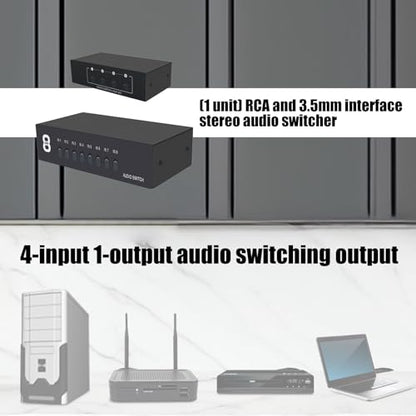 Channel Audiophiles Selectors Metal Frame Construction Lossless Sound RCAs 3.5mm Inputs Accessory Stereo Audiophiles Switcher Selectors - color: 4 channels