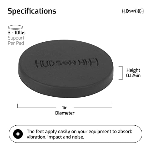 Speaker Isolation Feet – 16-Pack 1" Platinum Silicone Dots by Hudson Hi-Fi – Adhesive Anti-Vibration Pads for Turntables, Subwoofers & Audio Equipment – 20 Duro
