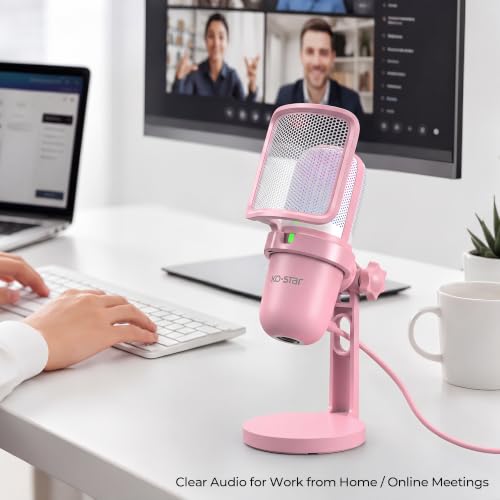 USB Condenser Microphone, Gaming Mic for PC/PS5 Podcast Streaming - color: Pink