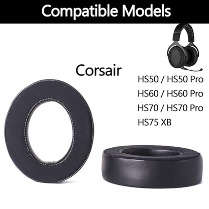 Replacement Cooling Gel Ear Pads for Corsair HS60 HS70 Headphones - Black | HS75 XB HS50/60/70 PRO Ear Covers, Breathable Memory Foam Ear Cushions, Noise Isolation & Comfort Fit, Easy Install