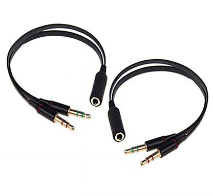 Headphone Splitter [2 Pack] for Computer 3.5mm Female to 2 Dual 3.5mm Male Headphone Mic Audio Y Splitter Cable Smartphone Headset to PC Adapter