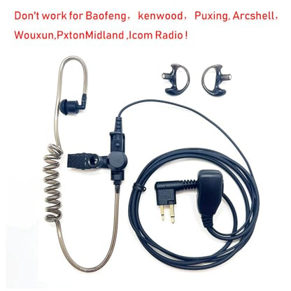 Covert Air Acoustic Tube Earpiece with Mic for Motorola 2 Way Radio, Surveillance Headset and PTT Compatible with Motorola Walkie Talkies BPR40/CP/CLS/DTR/PR/RDU/RMU Series (2 Packs-Black) - style: Motorola - 2 Packs(Black) - 2 Pin