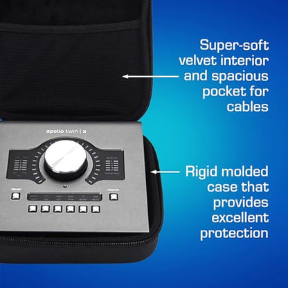ANALOG CASES Universal Audio Apollo Twin Case - Compact GLIDE Case | Rigid Molded EVA Case, Excellent Protection, Compact Design & Precise Custom Fit, Smooth Zipper, Super-Soft Velvet Lining - size: Compact (7.5 x 7.5 x 3 inches)