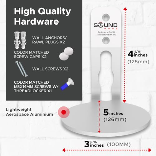 ERA 100 Wall Mount Bracket, Low Profile, White, Twin Pack (2pcs) | Compatible with Sonos ERA100 & ERA 100 SL Speaker, Complete with All Fixing Hardware, Double, Pair - color: White, size: Twin Pack