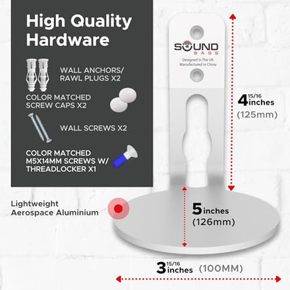 ERA 100 Wall Mount Bracket, Low Profile, White, Twin Pack (2pcs) | Compatible with Sonos ERA100 & ERA 100 SL Speaker, Complete with All Fixing Hardware, Double, Pair - color: White, size: Twin Pack