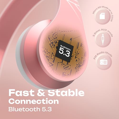 PowerLocus Wireless Bluetooth Over-Ear Stereo Foldable Headphones, Wired Headsets Rechargeable with Built-in Microphone for iPhone, Samsung, LG, iPad (Rose Gold PL Collection) - color: Rose Gold PL Collection