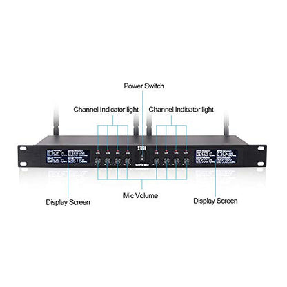 XTUGA 8 Channel Wireless Conference Microphone System,Gooseneck Mics(CM280) | UHF Fixed Frequency,Auto Scan,PLL Locked,Professional Conference Mics for Conferences Room/Lecture/Church/Public Speaking