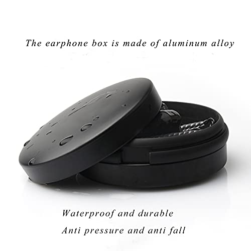 Earbuds IEMs Case,Mini Portable Earphone Case, Waterproof Aluminum Alloy Housing Headphone Case for Travel, Protective, Dust Proof, Water Resistant, Lightweight Universal Carrying, Bag（Black