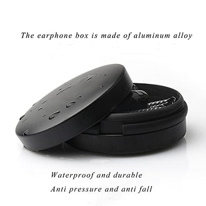 Earbuds IEMs Case,Mini Portable Earphone Case, Waterproof Aluminum Alloy Housing Headphone Case for Travel, Protective, Dust Proof, Water Resistant, Lightweight Universal Carrying, Bag（Black