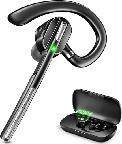 Mopchnic Wireless Headset with Noise Cancelling Microphone, On-Ear Bluetooth Headset with USB Dongle, Mute Function & Charging Base, Wireless Headphones for Work from Home