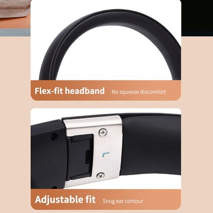 Fockety Headphone, Foldable Wireless Headphones Over Ear, Adjustable Comfortable Lightweight Headset for Home Office Travel Workout Cellphone PC, Dual Device Connection (Black) - color: Black
