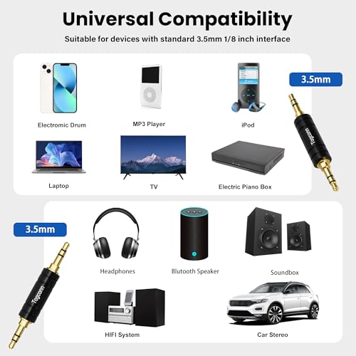 3.5mm 1/8 Inch AUX Audio Adapter 2 Pack，3.5mm TRS Stereo Male to Male Audio Headphone Jack Extender Connector，Gold-Plated, Compatible with Headphone, MP3 Player, Speakers，Tablet, Car Stereo，Microphone - style: 2 Pack
