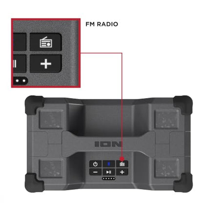 ION Trailblazer Summit All-Weather Durable iPX5 Water-Resistant Wireless Bluetooth Speaker and FM Radio