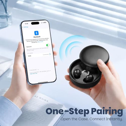 Yihou Small Mini Invisible Earbuds Wireless Bluetooth Hidden Headphones Discreet Tiny Earbuds for Work Smallest Low Profile Micro Sleep Earbud Invisible Ear Buds for Small Ear Canals Sleeping - color: Black