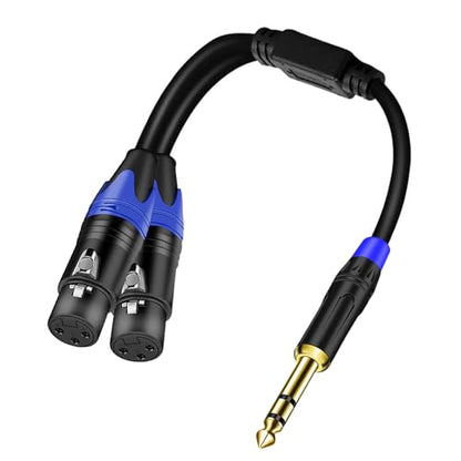Dual Female XLR to 1/4 inch(6.35mm) TRS Stereo Male Plug Y-Splitter Cable, Unbalanced 2-XLR Female to Quarter inch Adapter Patch Cord - 11.8 Inches - size: 1/4 Inch TRS to Dual XLR Female - 1 FT