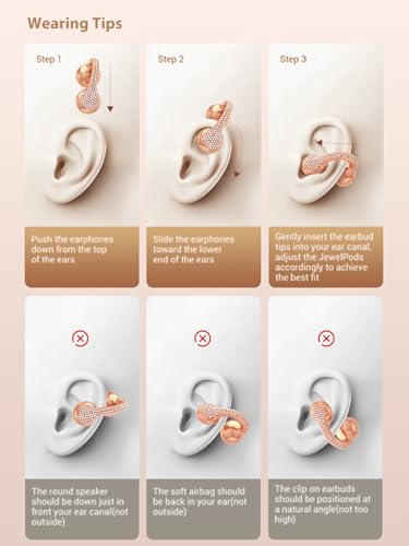 JewelPods C01 Pro Open Ear Headphones, Rose-Gold | Luxury Jewelry Earbuds - color: Rose Gold