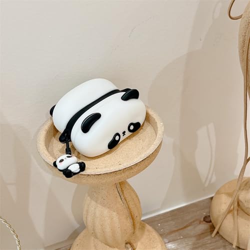 Wireless Charging Earphone Case Compatible with Airpods 4, Cute Animal Lying Panda Design Soft Silicone Full Body Protective Skin Cover, Kids Girls Women Cartoon Earbuds Accessories with Pendant - color: Lying Panda, size: Airpods 4