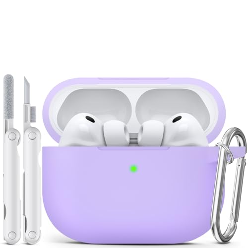 for AirPods Pro 3 Case 2025,Come with Cleaner Kit,Purple | Silicone Protective Cover for Airpod Pro 3rd Generation Case with Keychain,for Women Men,One-Piece Design,Shockproof - color: F-Purple